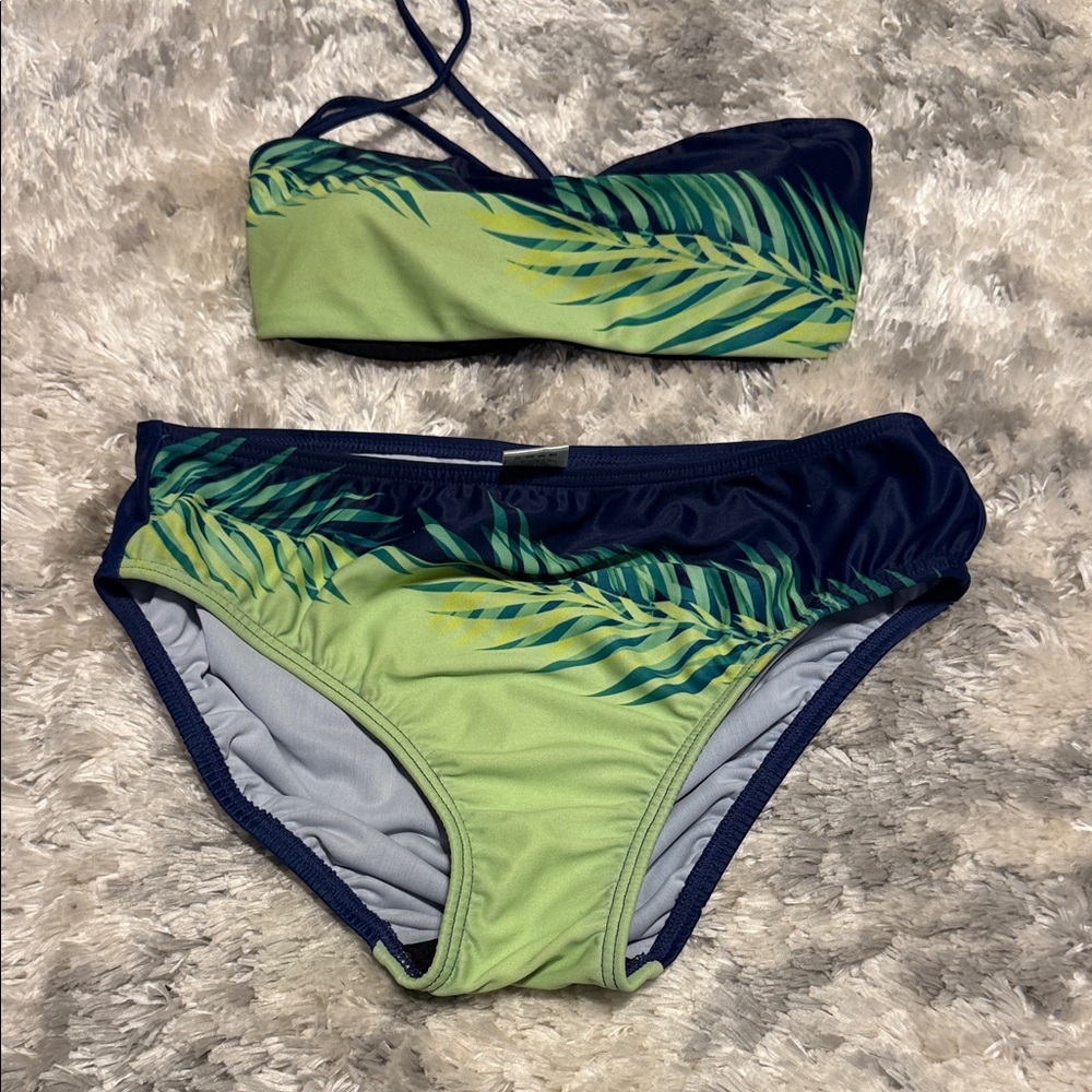 VENUS Tropical Leaf Bikini in Green and Navy